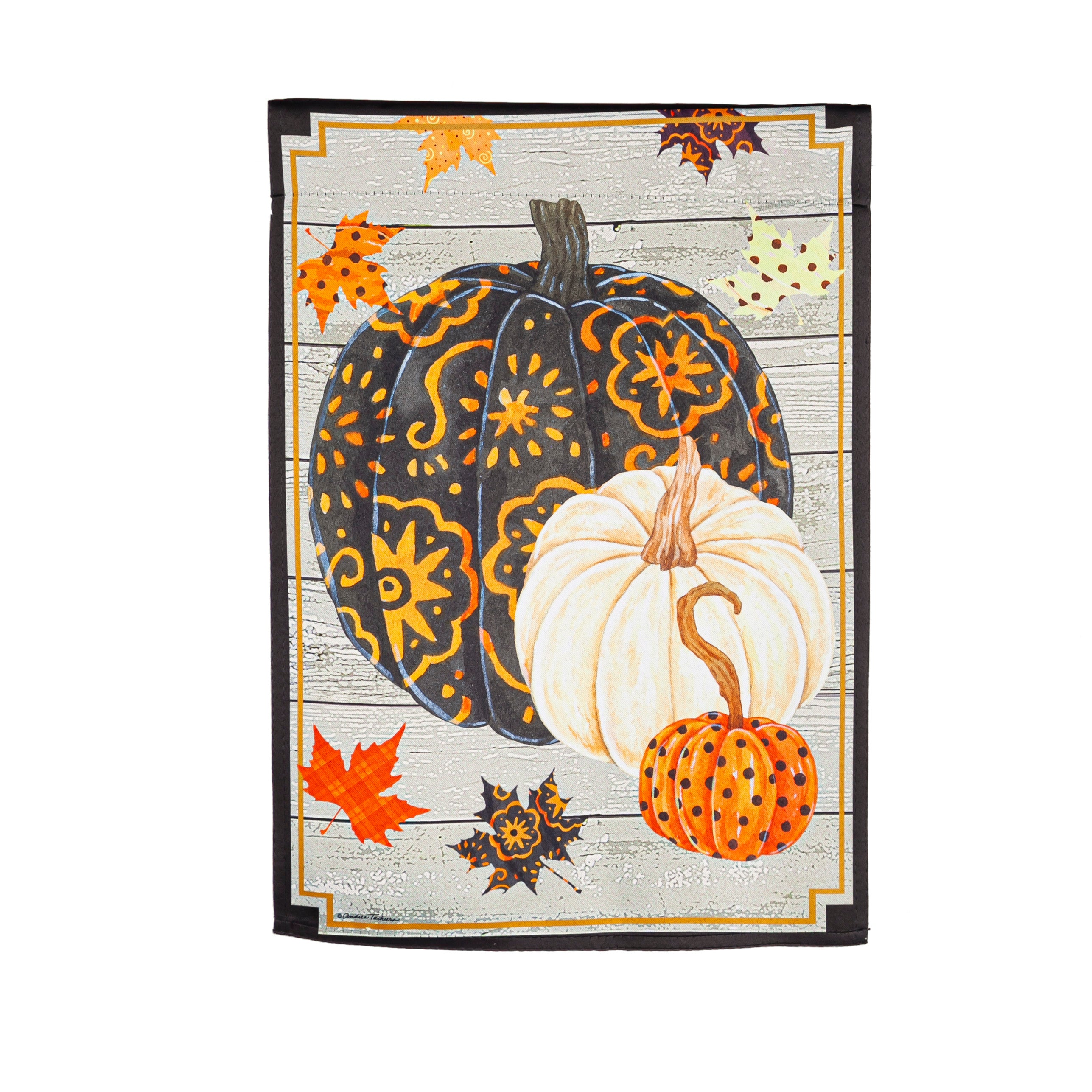 Patterned Pumpkins and Leaves Garden Suede Flag