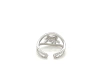 Sterling Silver Rhodium Plated Open Toe Ring with a Turtle Accent