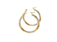 14k Tri-Color Gold Classic Hoop Earrings with Diamond Cut Details