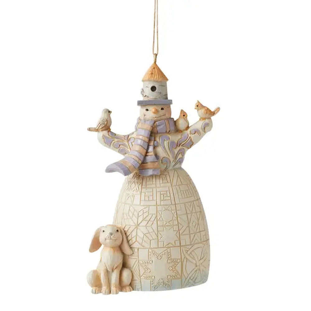 White Woodland Snowman with Animals - Lake Norman Gifts