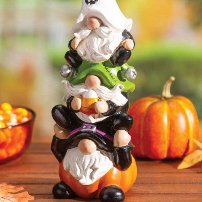 10.5" Stacked Halloween Gnome Trio - Lake Norman Gifts