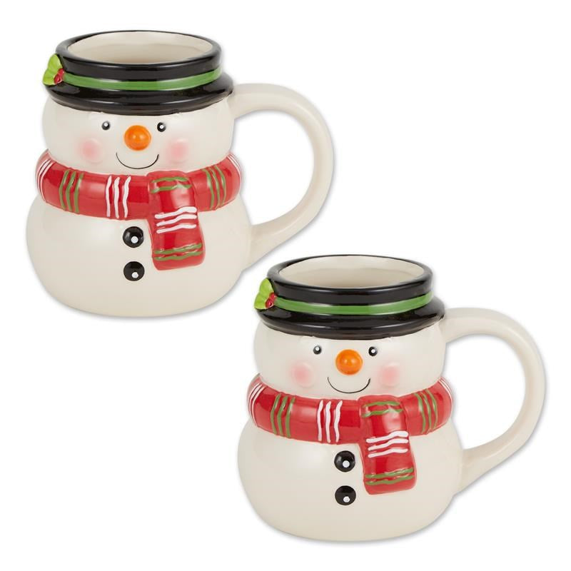 Cheerful Snowman Ceramic Mug - (Set of 2) - Lake Norman Gifts
