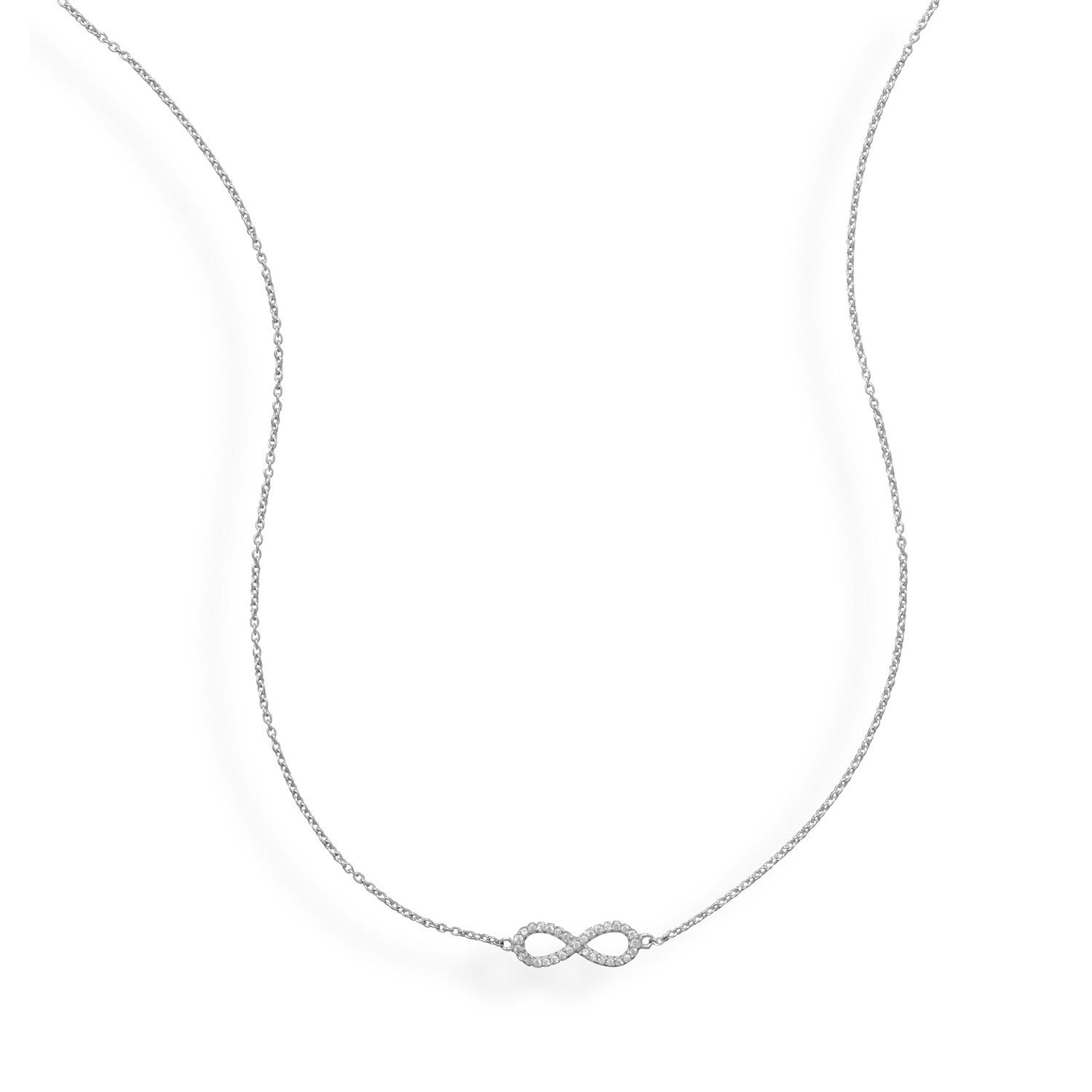 16" + 2" Rhodium Plated CZ Infinity Necklace