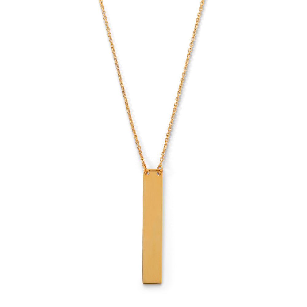 16" + 2" 14 Karat Gold Plated Vertical Bar Drop Necklace