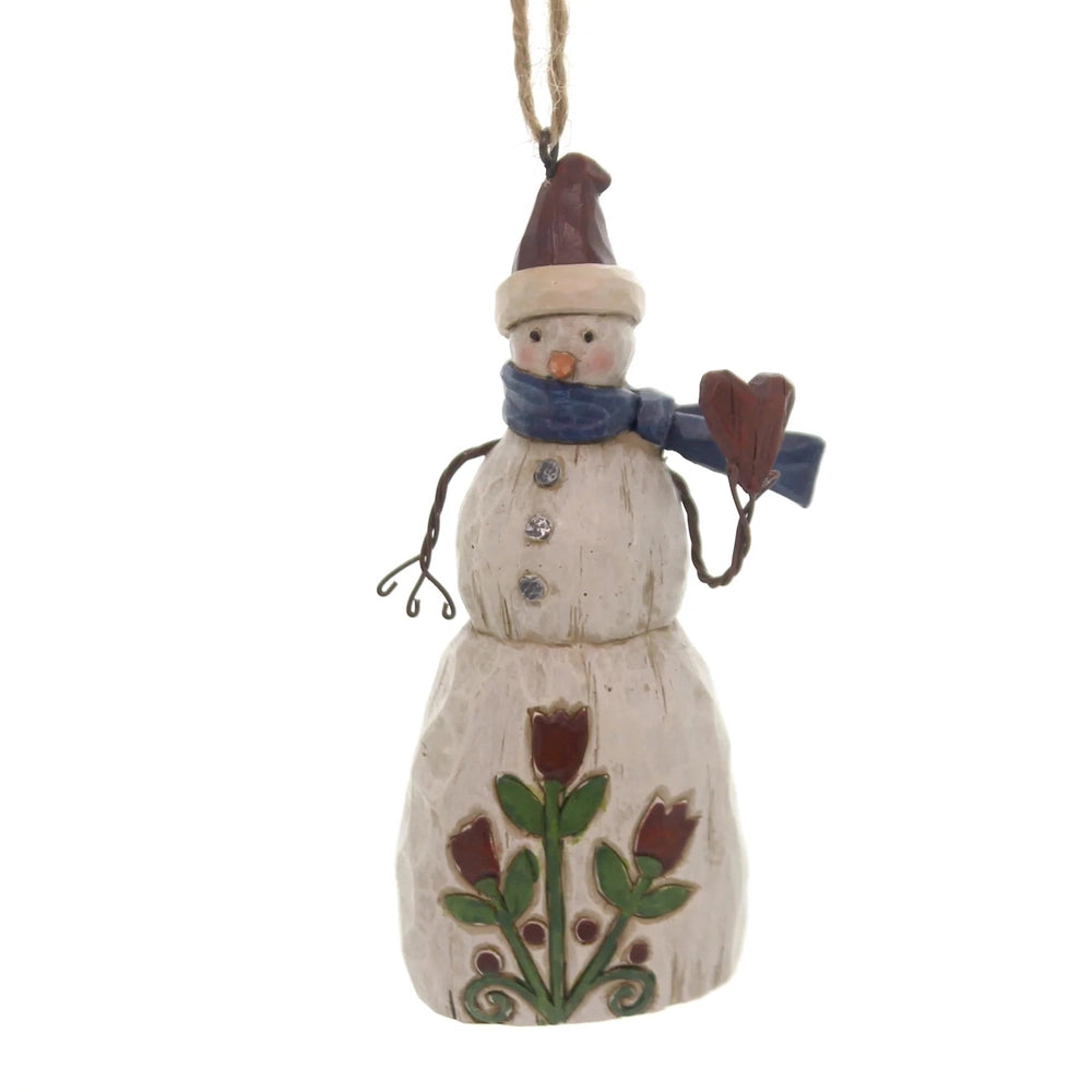 Folklore Snowman with Heart Hanging Ornament