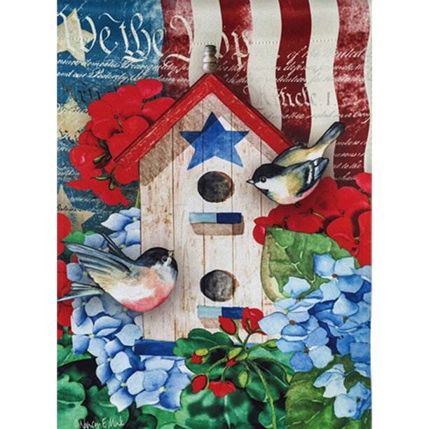 Patriotic Birdhouse Garden Fag