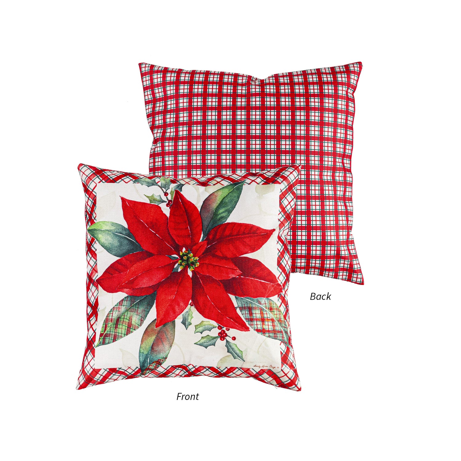 Holiday Poinsetta Outdoor Pillow Cover - Lake Norman Gifts