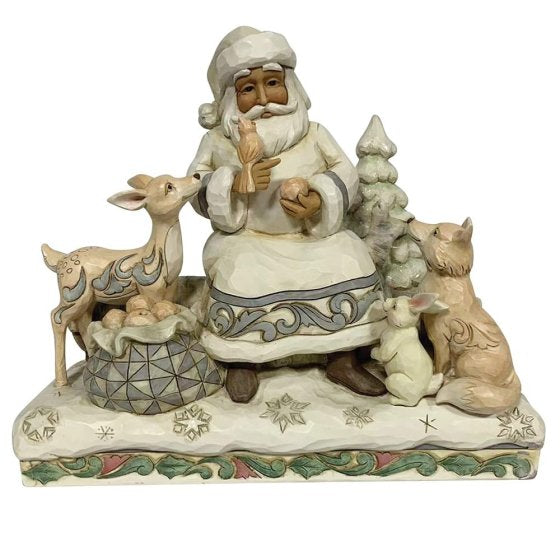 Santa Sitting Among Animals Figurine - Lake Norman Gifts