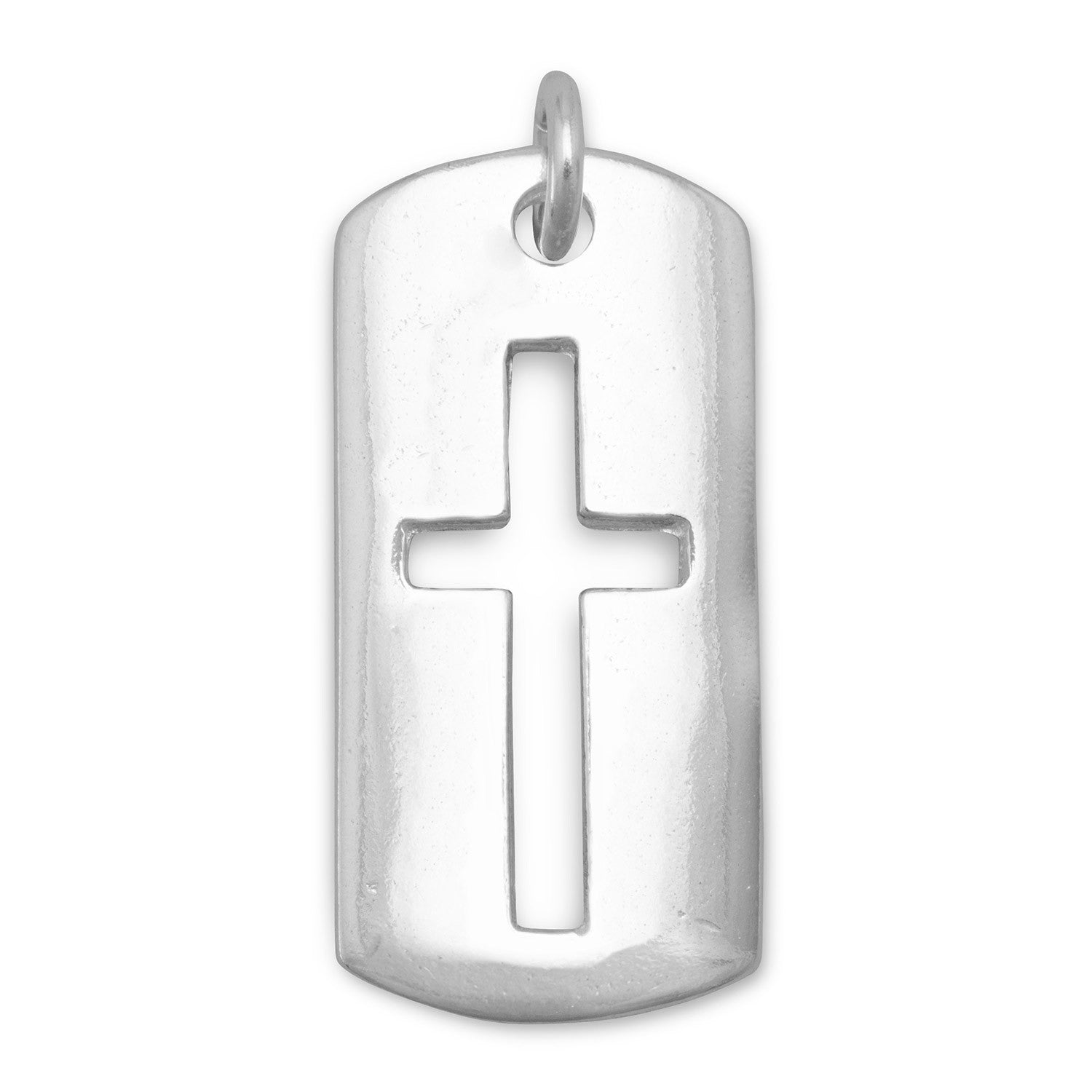 Rectangular Tag with Cut Out Cross Pendant