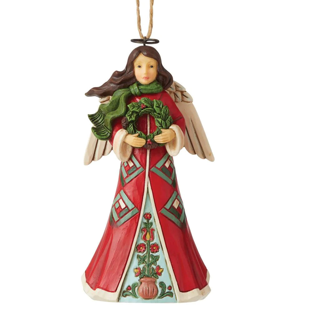 Red & Green Angel Hanging Ornament - Lake Norman Gifts