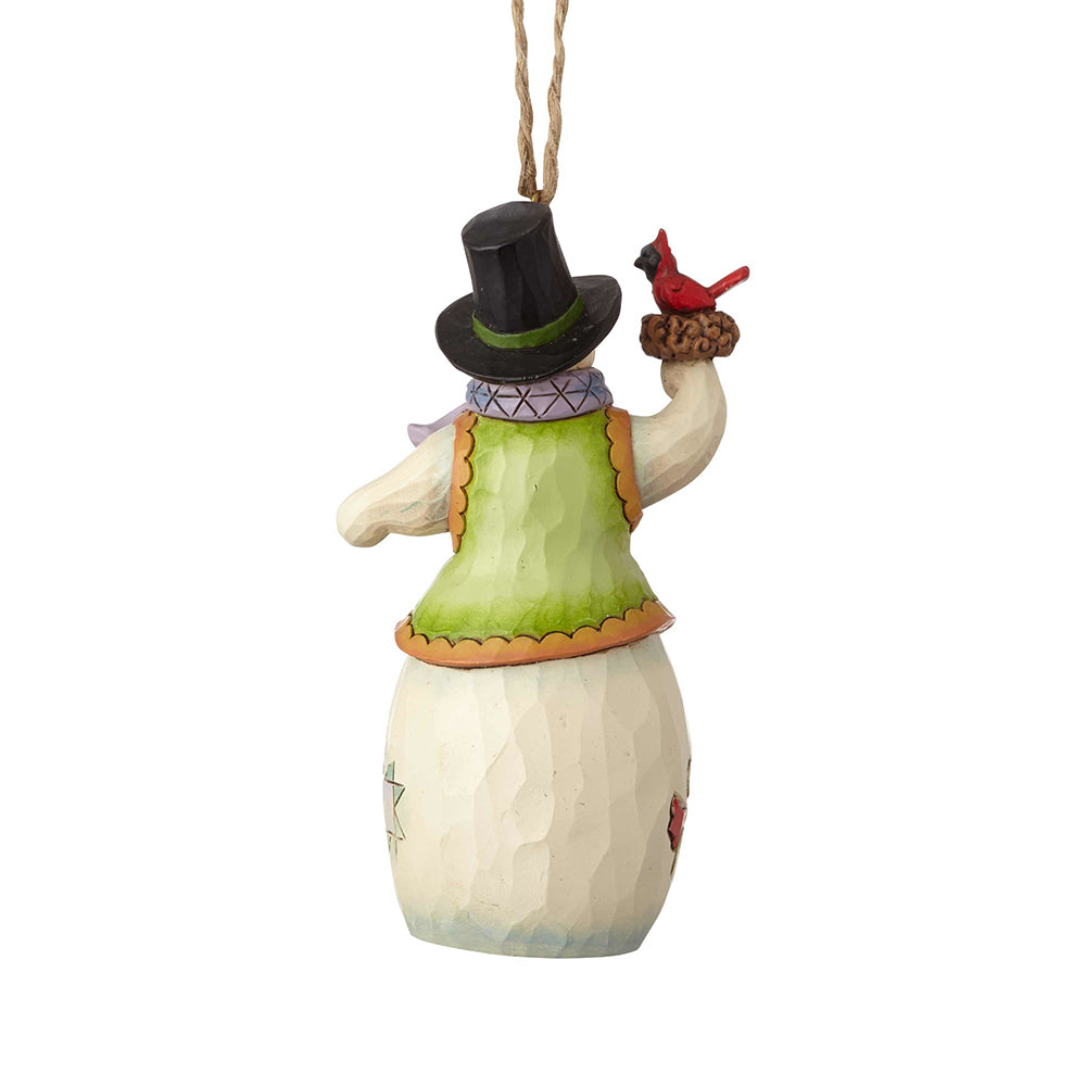 Snowman With Cardinal Hanging Ornament