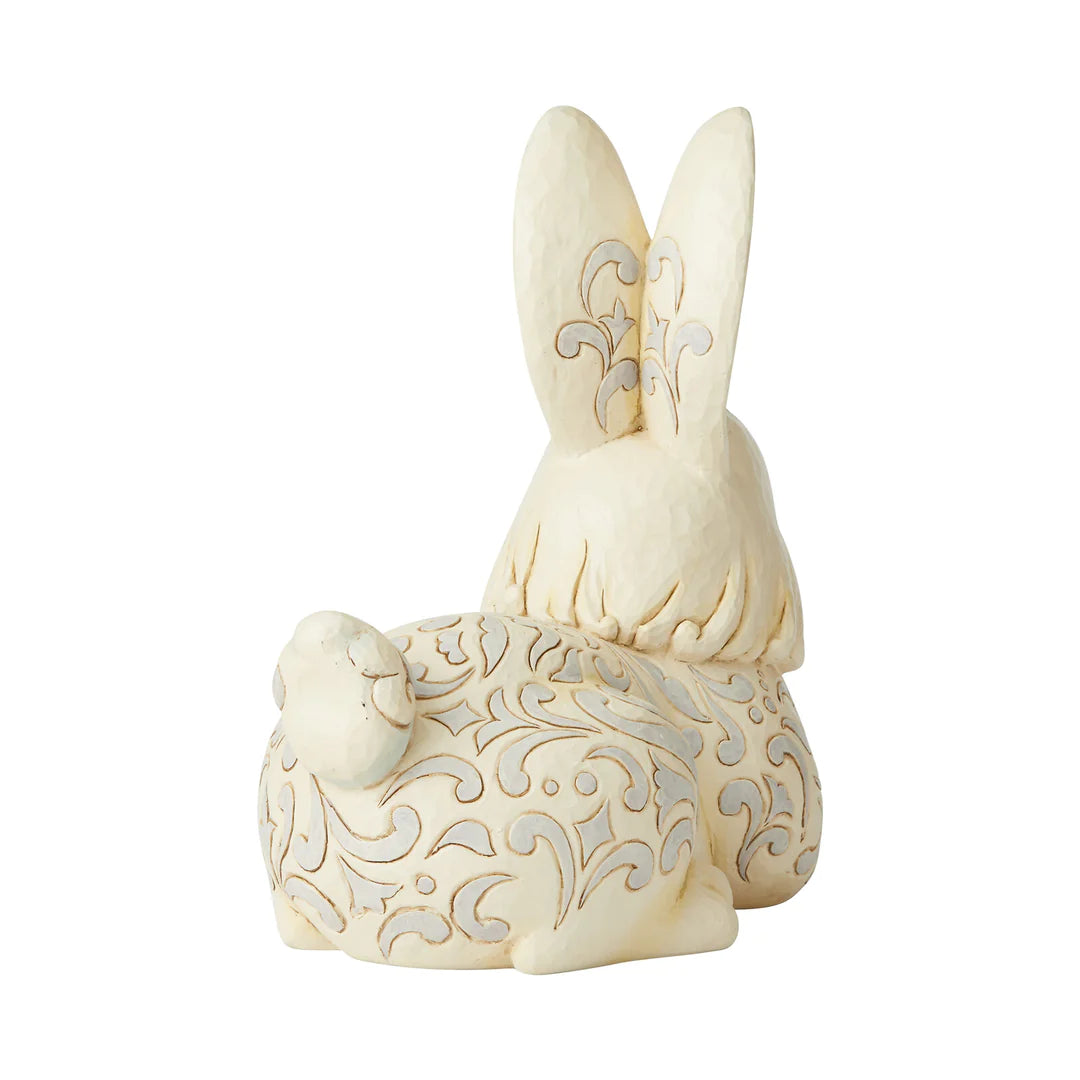 White Woodland Bunny Rabbit Statue