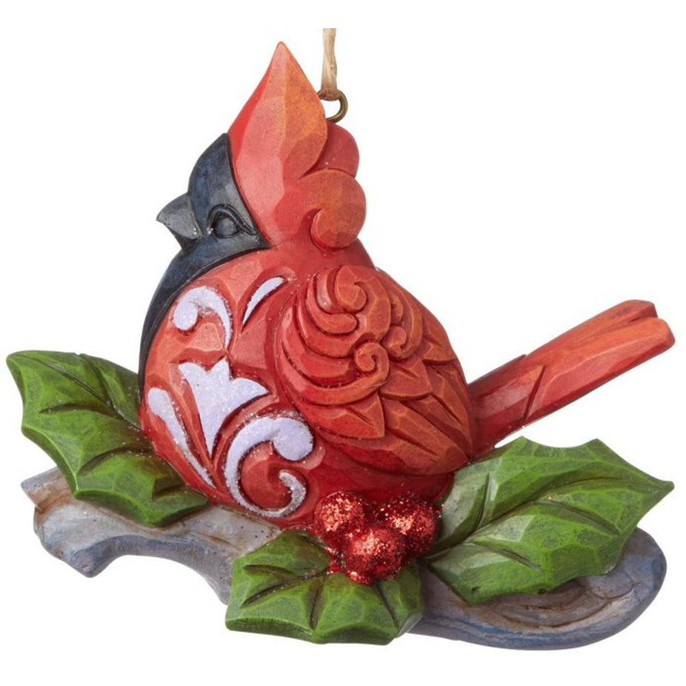 Jim Shore Cardinal On Branch Hanging Ornament - Lake Norman Gifts