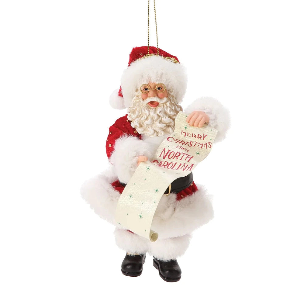 North Carolina Santa Hanging Ornament - Lake Norman Gifts