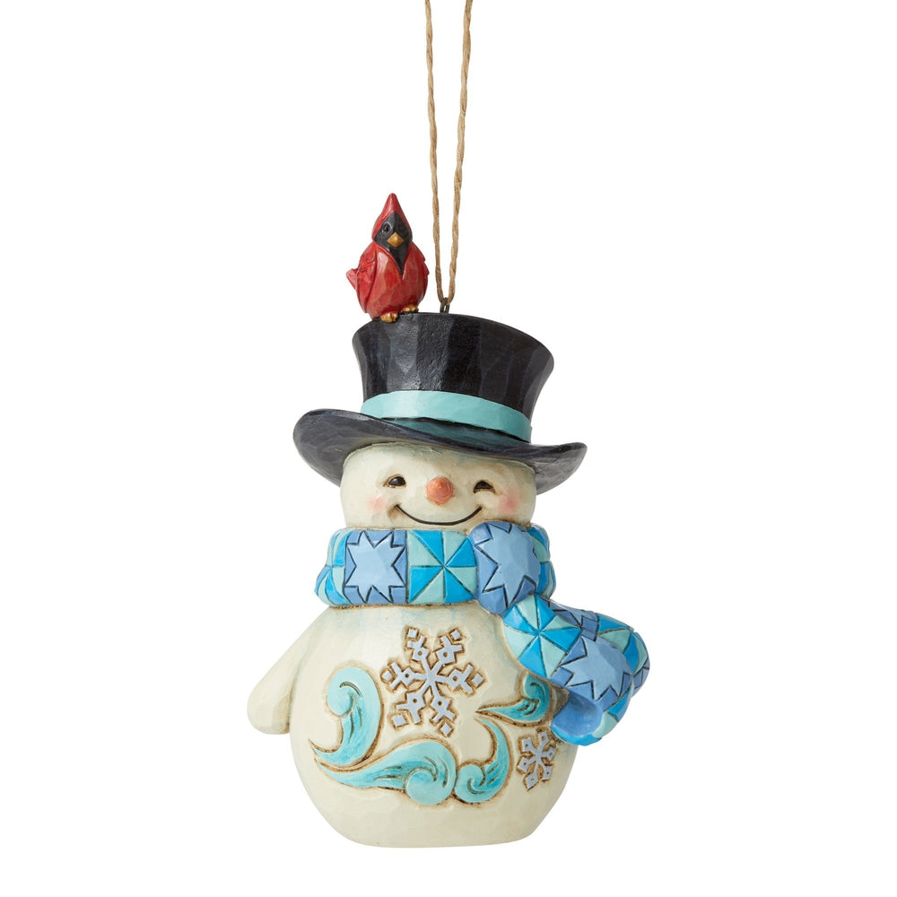 Snowman With Cardinal Hanging Ornament - Lake Norman Gifts