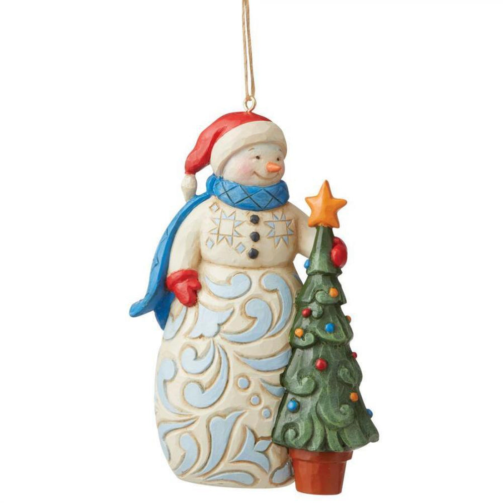 Snowman With Tree Hanging Ornament - Lake Norman Gifts