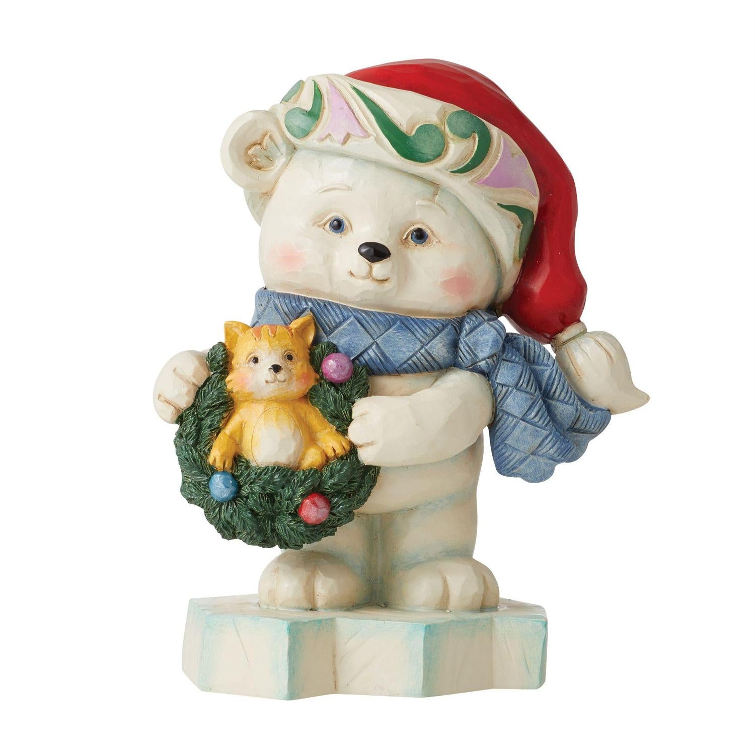 Pint Sized Polar Bear with Wreath - Lake Norman Gifts