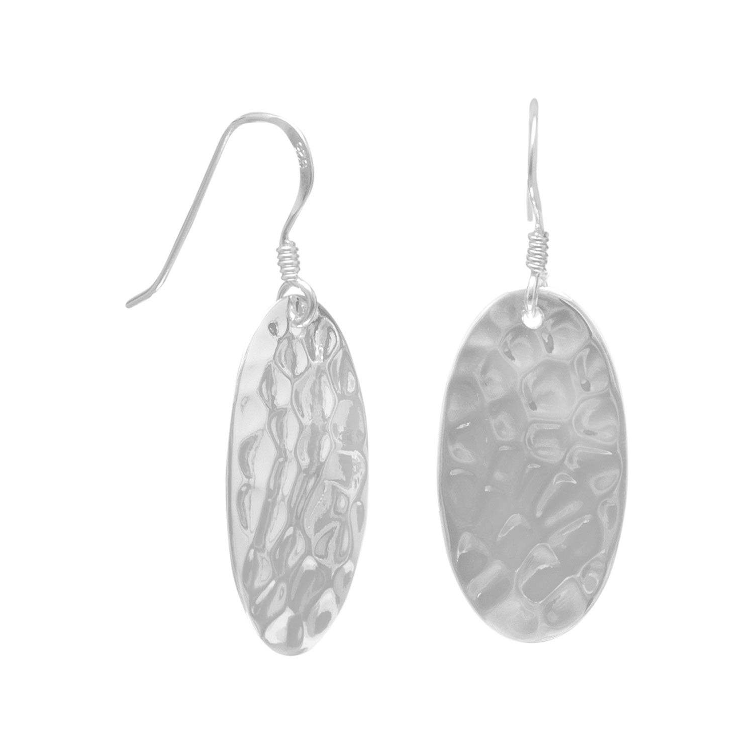 Large Oval Hammered French Wire Earrings