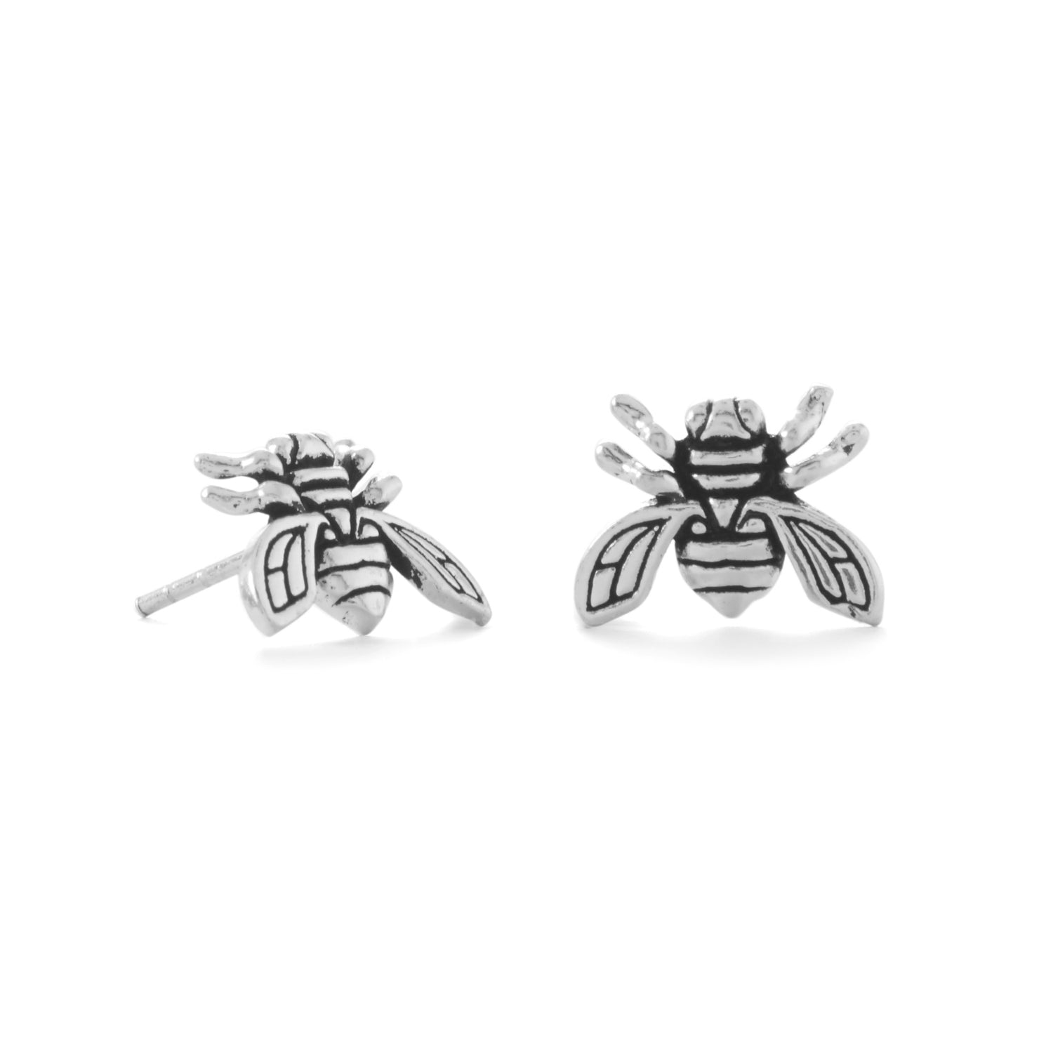 "Be the Buzz!" Oxidized Buzzing Bee Stud Earrings