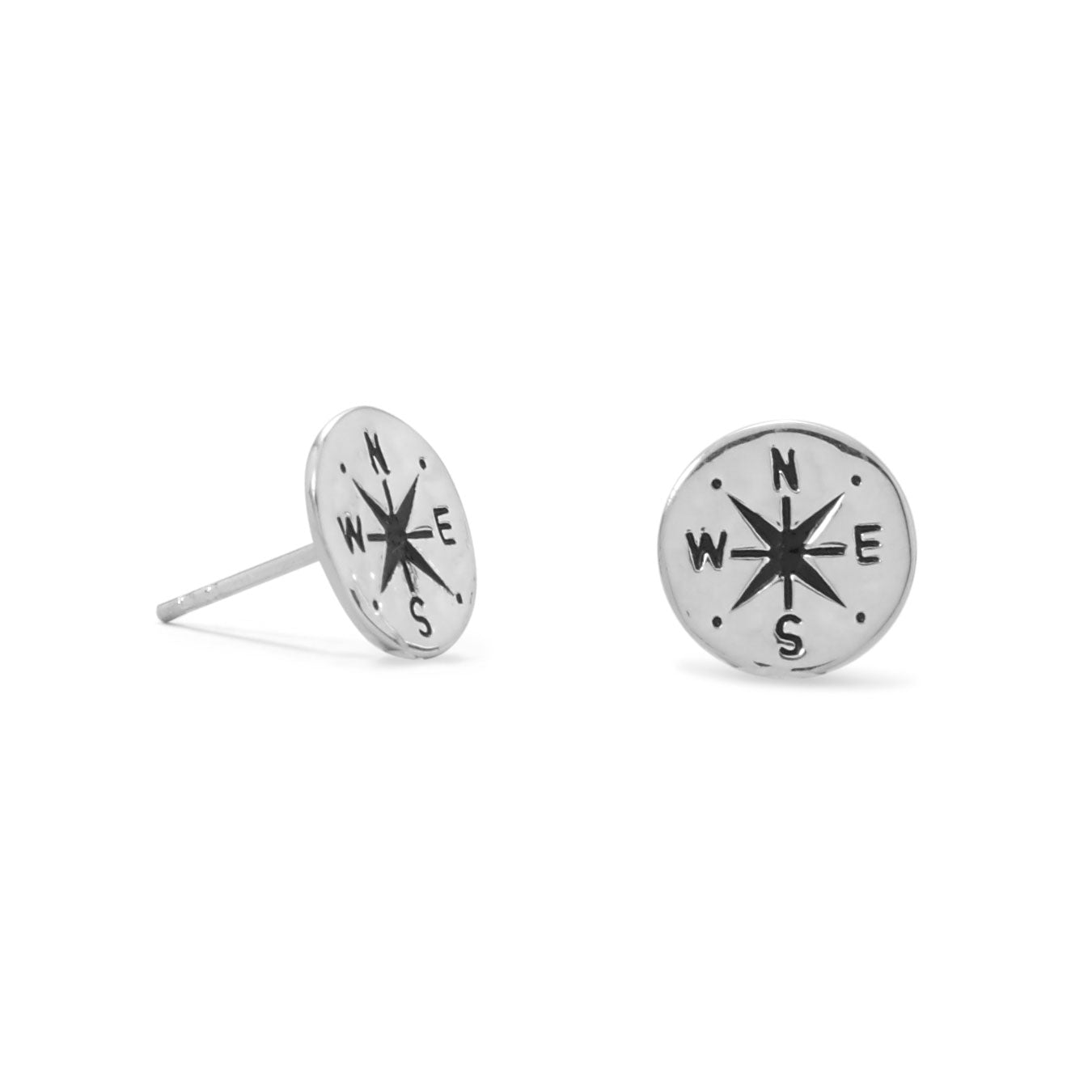 Keep It Moving! Hammered Compass Stud Earrings