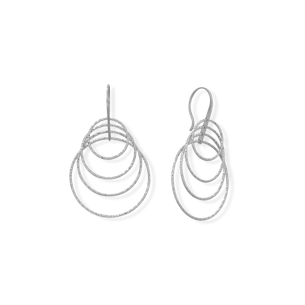 Italian Rhodium Plated Graduated Ring 3-D Earrings