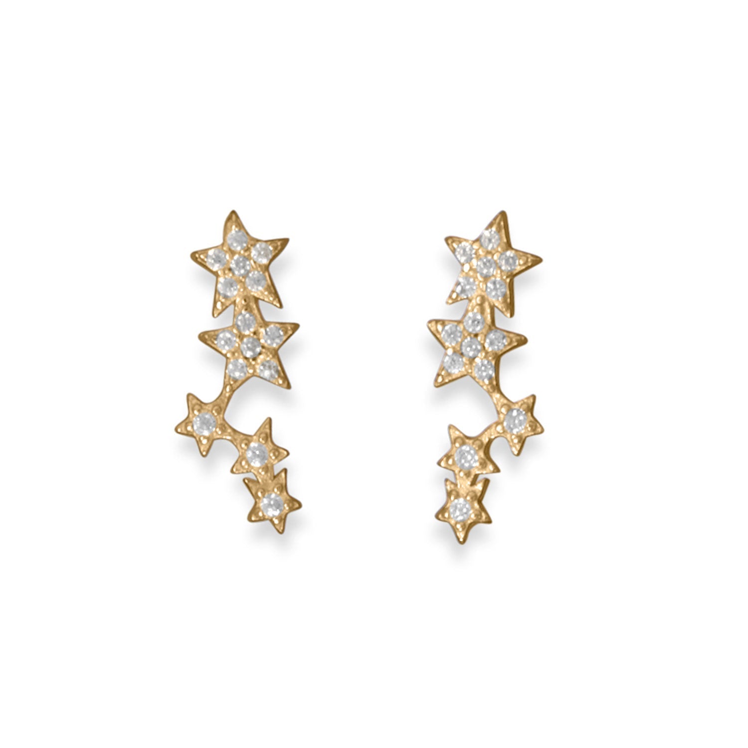 14 Karat Gold Plated CZ Star Cluster Earrings