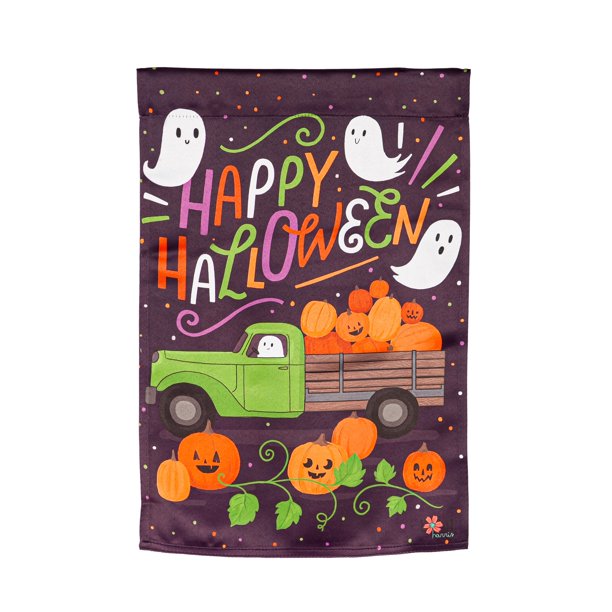 Boo Truck Garden Suede Flag - Lake Norman Gifts