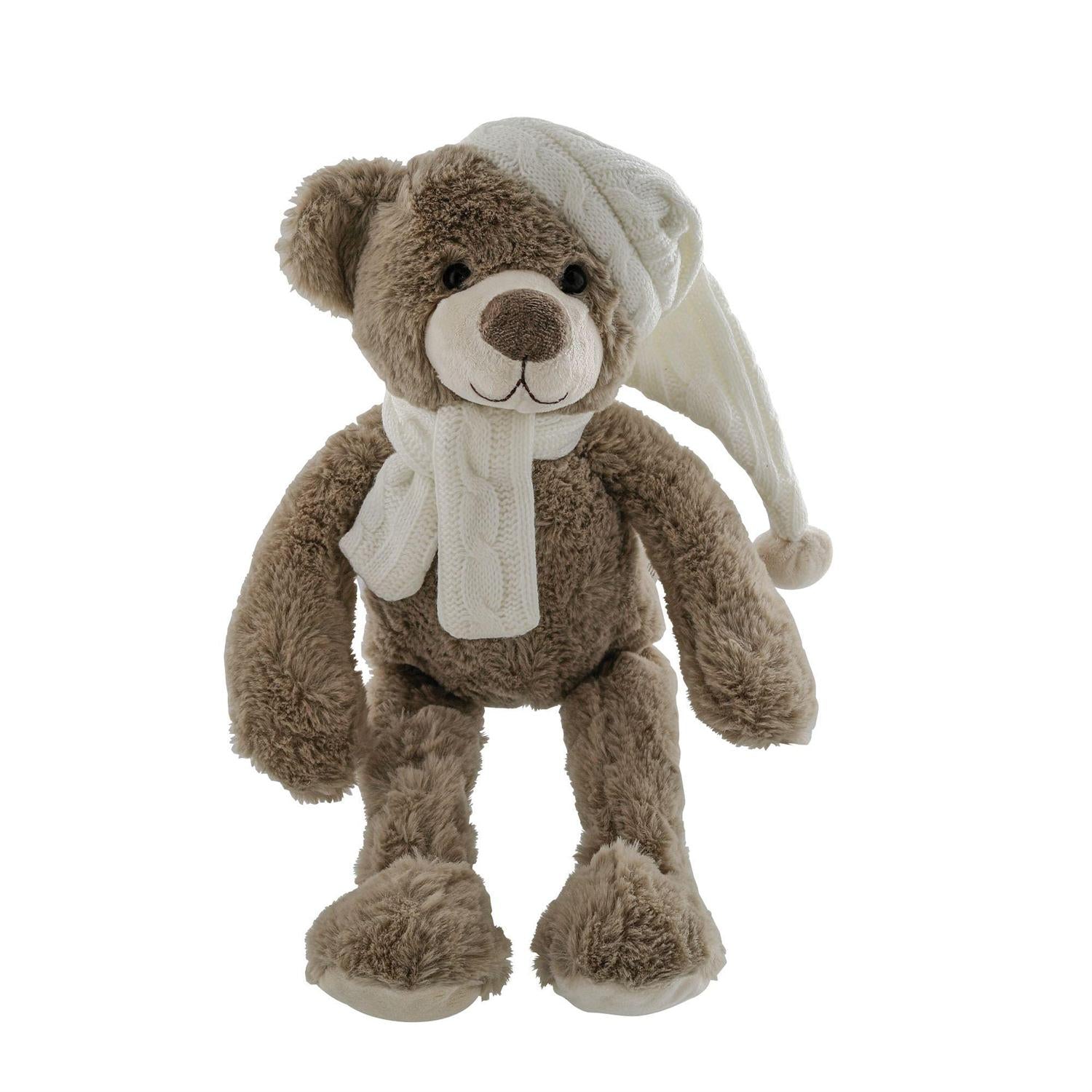 Large Teddy Bear with Scarf Sleep Cap - Lake Norman Gifts