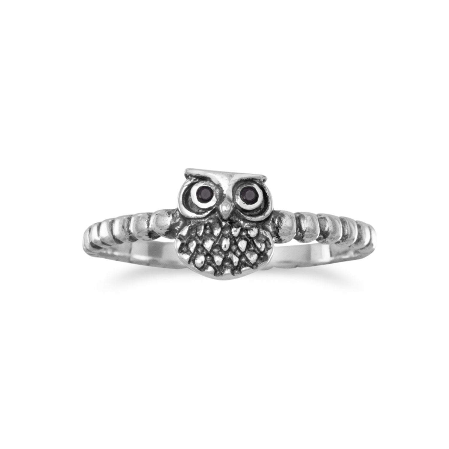 Oxidized Small Owl Ring