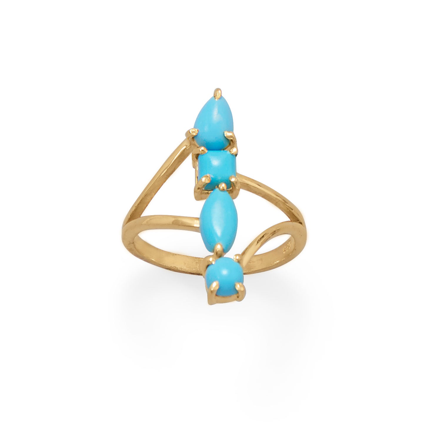 14 Karat Gold Plated Stacked Synthetic Turquoise Ring