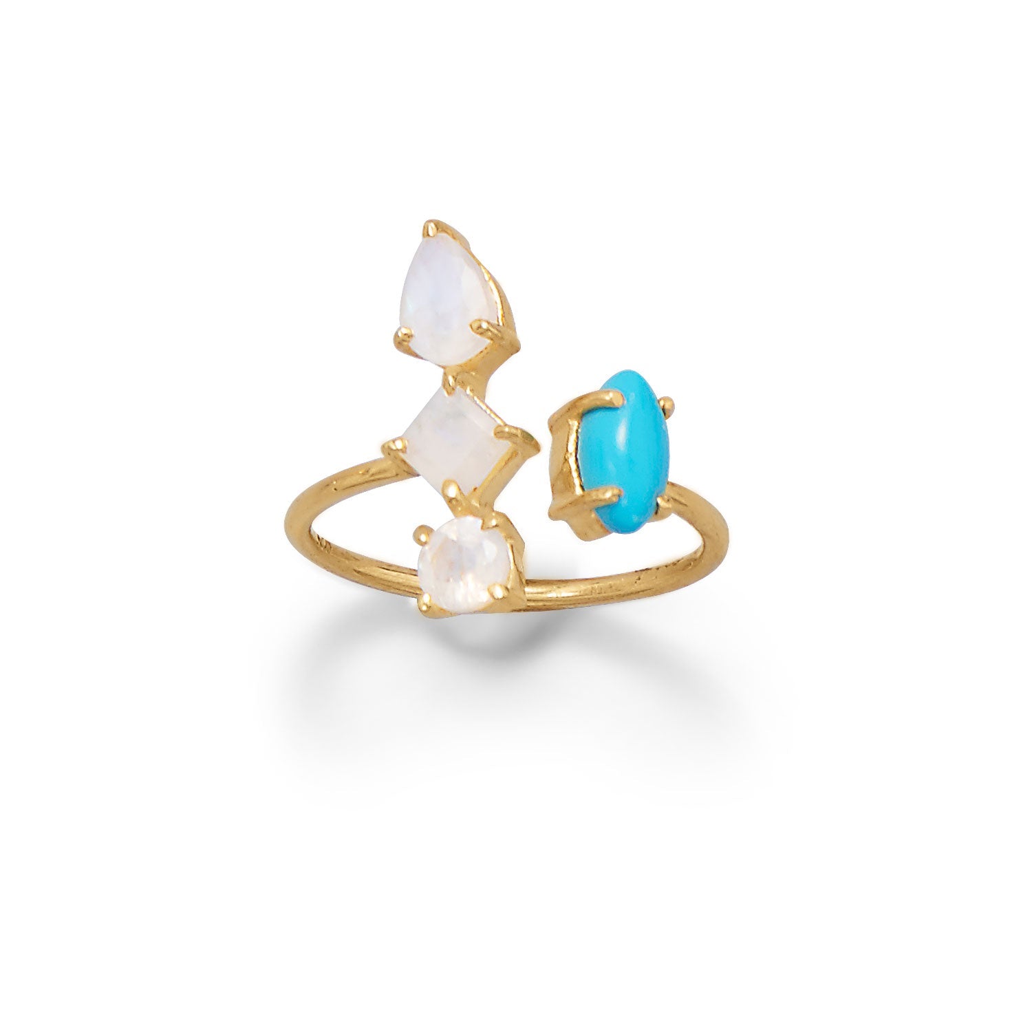 Rainbow Moonstone and Synthetic Turquoise Wrap Ring