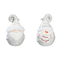 Terracotta Santa and Snowman Tabletop Décor, set of 2 - Lake Norman Gifts