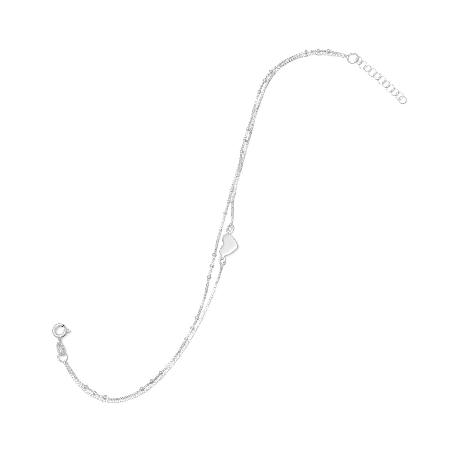 11" + 1" Double Strand Heart Anklet