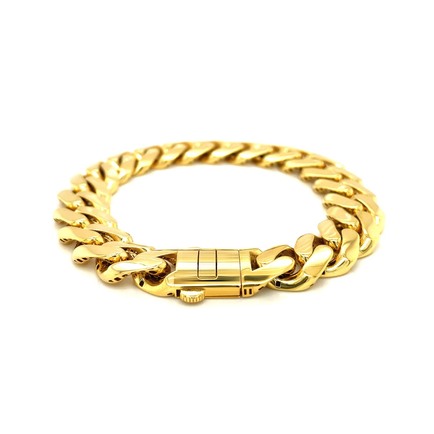 14k Yellow Gold 8 1/2 inch Wide Polished Curb Chain Bracelet