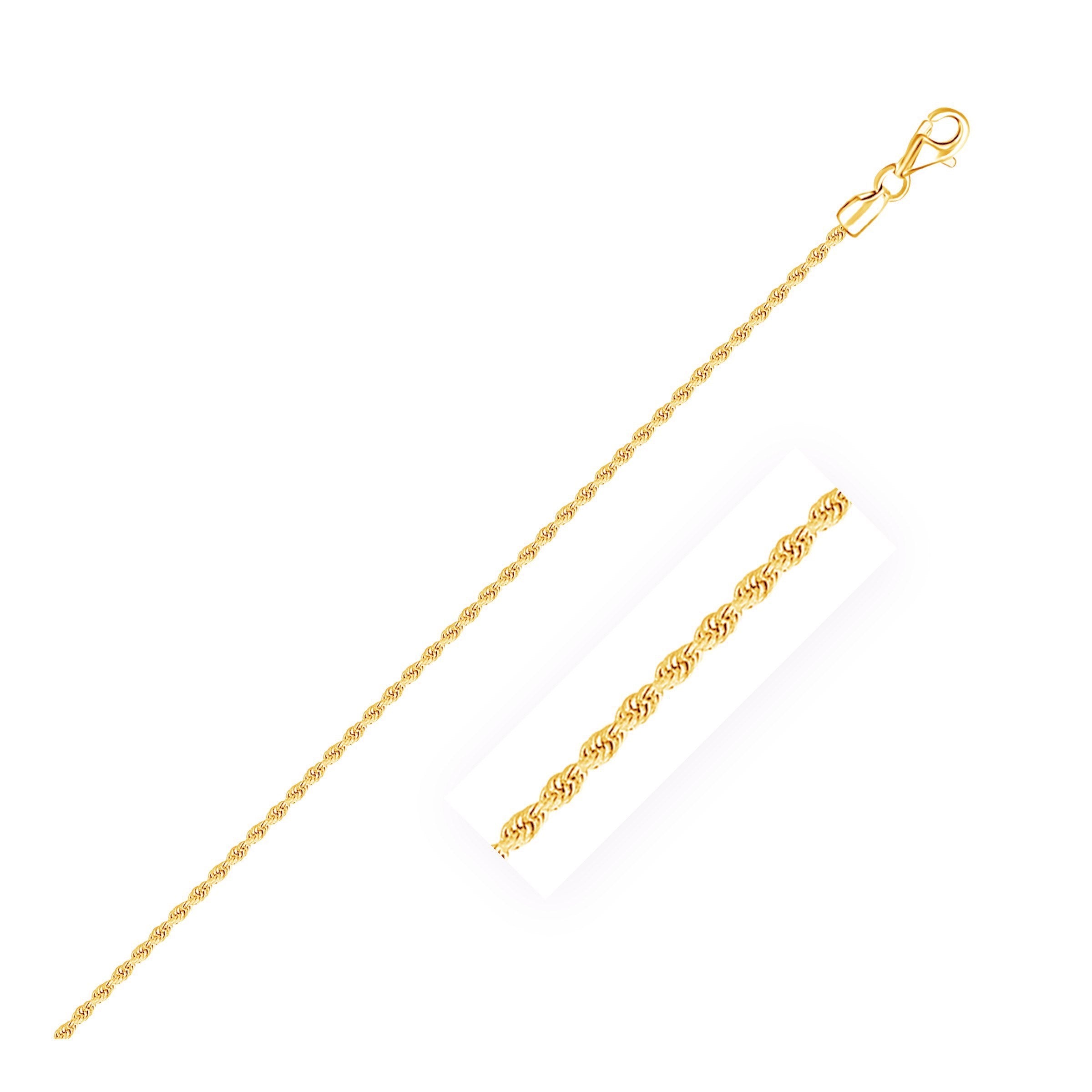 2.0mm 10k Yellow Gold Solid Diamond Cut Rope Bracelet