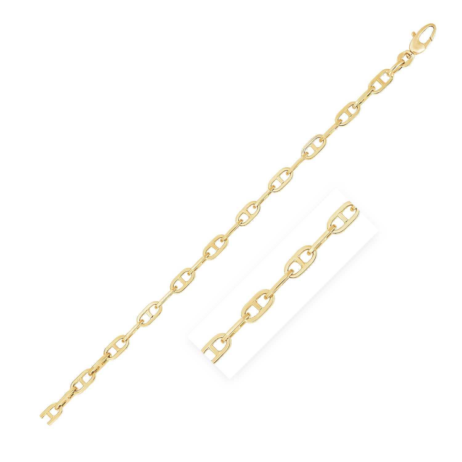 14k Yellow Gold High Polish Mariner Link Bracelet (5.1mm)