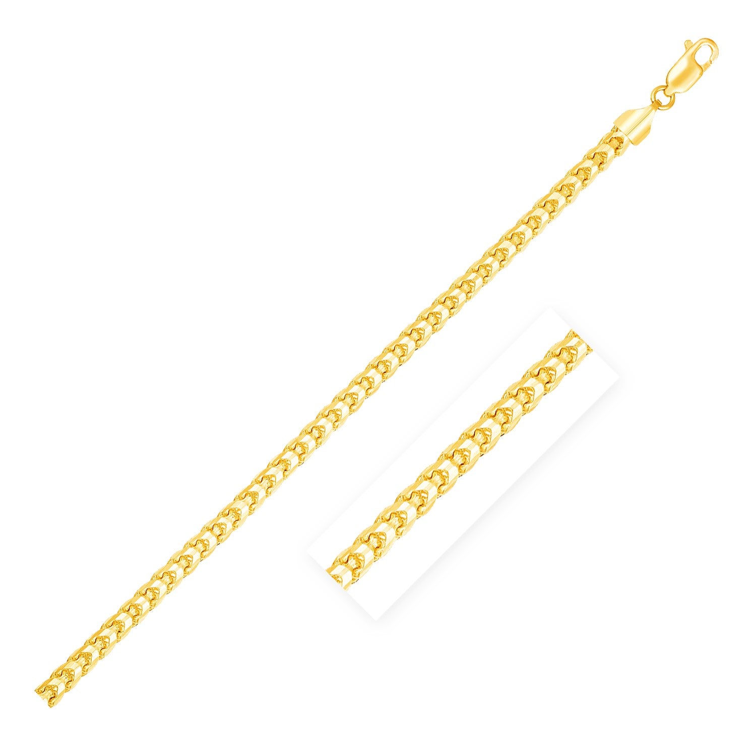 4.0mm 14k Yellow Gold Solid Diamond Cut Round Franco Bracelet
