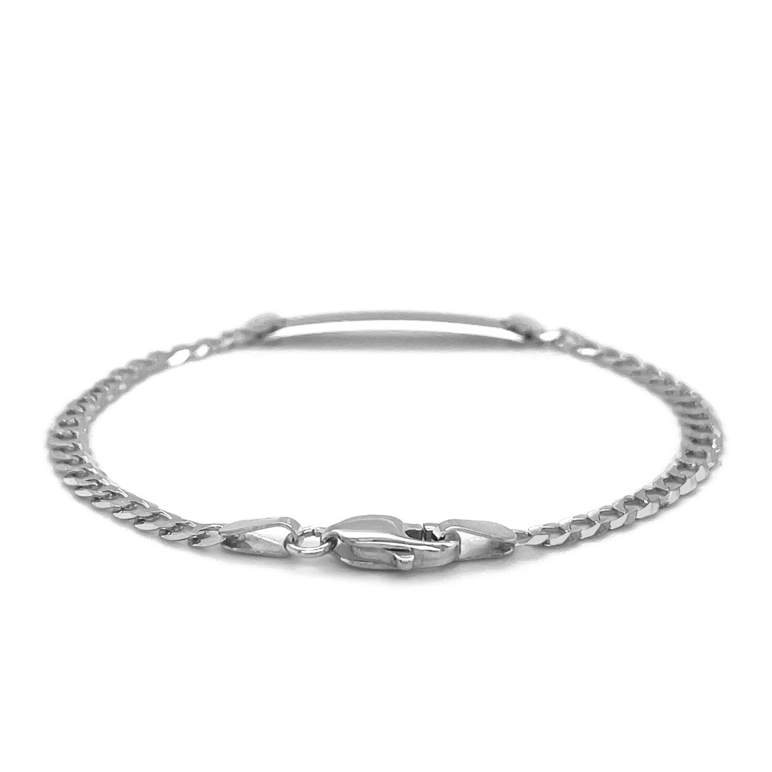 14k White Gold Curb Link Chain Polished Children's ID Bracelet
