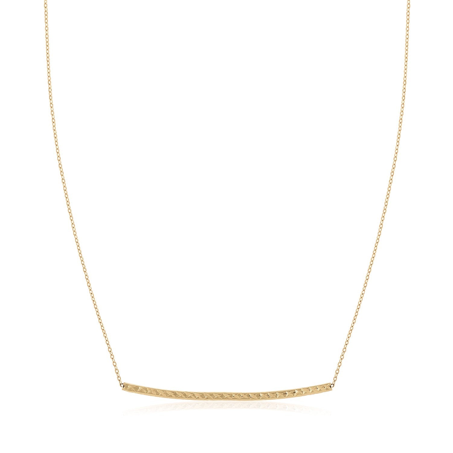 14k Yellow Gold Thin Textured Bar Necklace