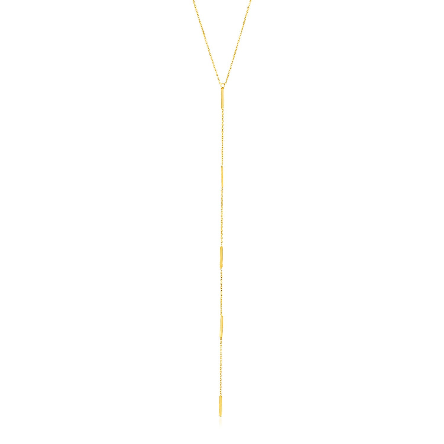 14k Yellow Gold Lariat Necklace with Small Polished Bars