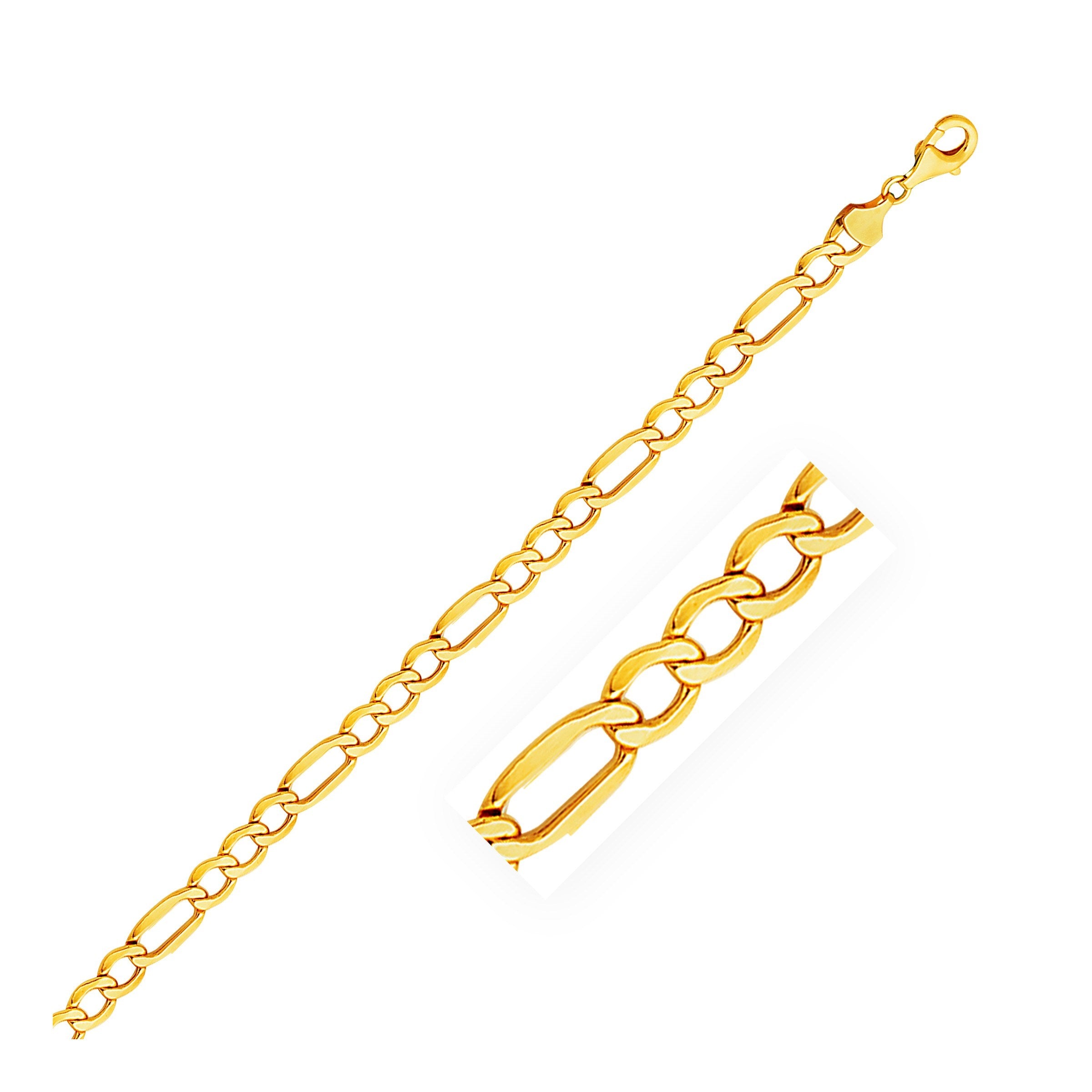 5.4mm 10k Yellow Gold Lite Figaro Bracelet