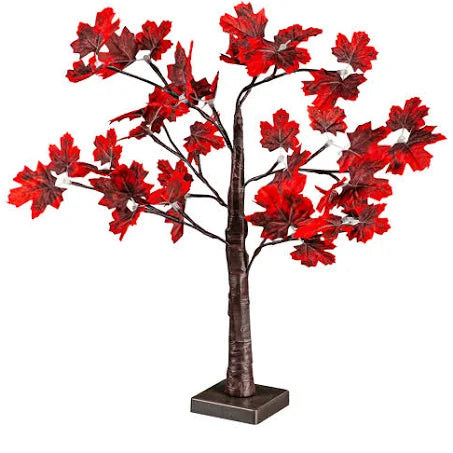 24" LED Red Maple Tree with 24 Lights Table Décor - Lake Norman Gifts