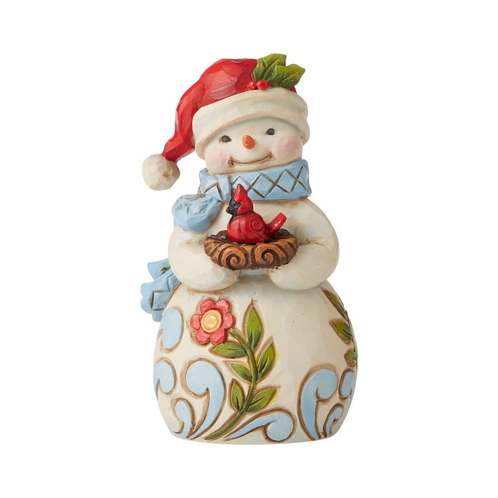 Mini Snowman with Cardinal Nest