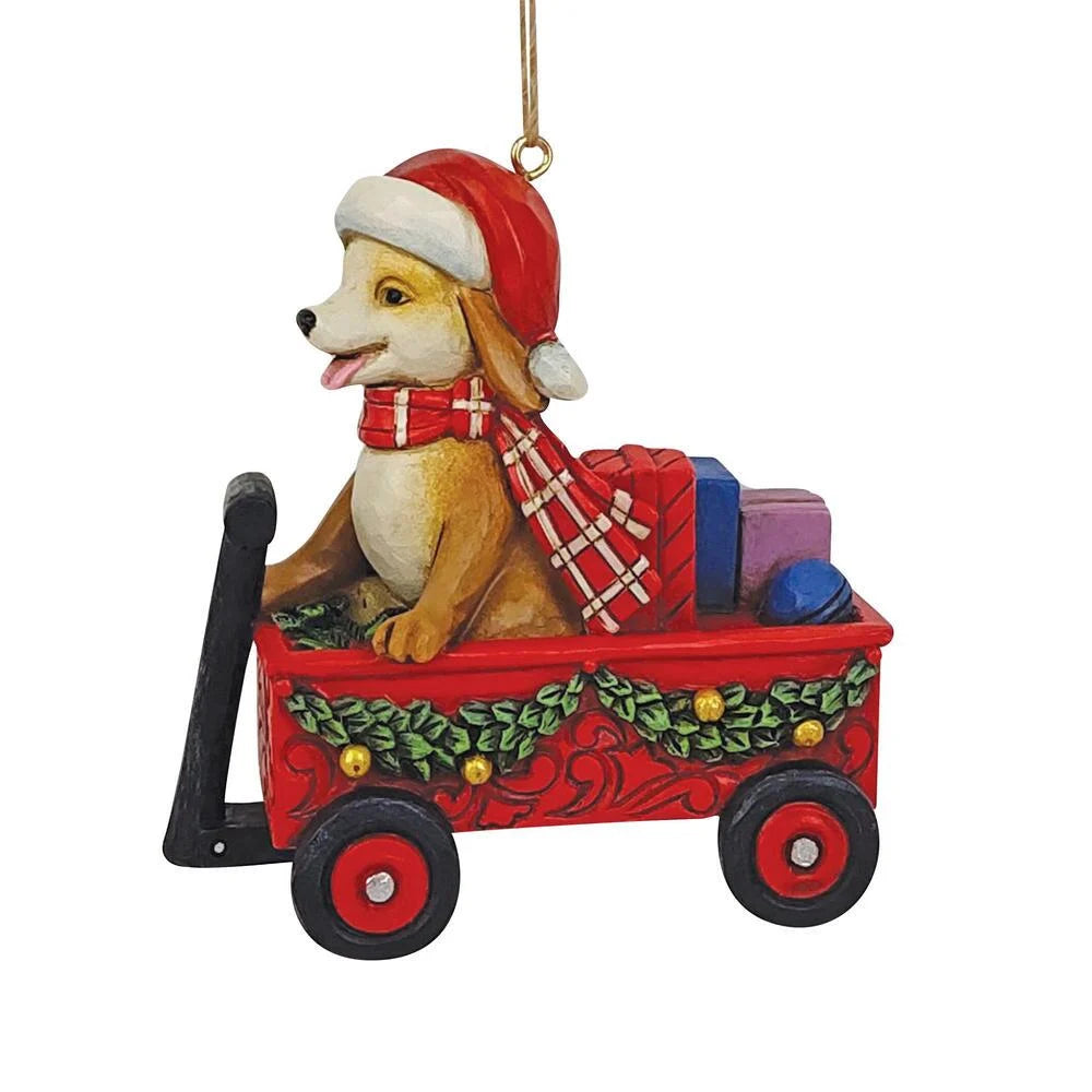 Dog in Wagon Ornament - Lake Norman Gifts