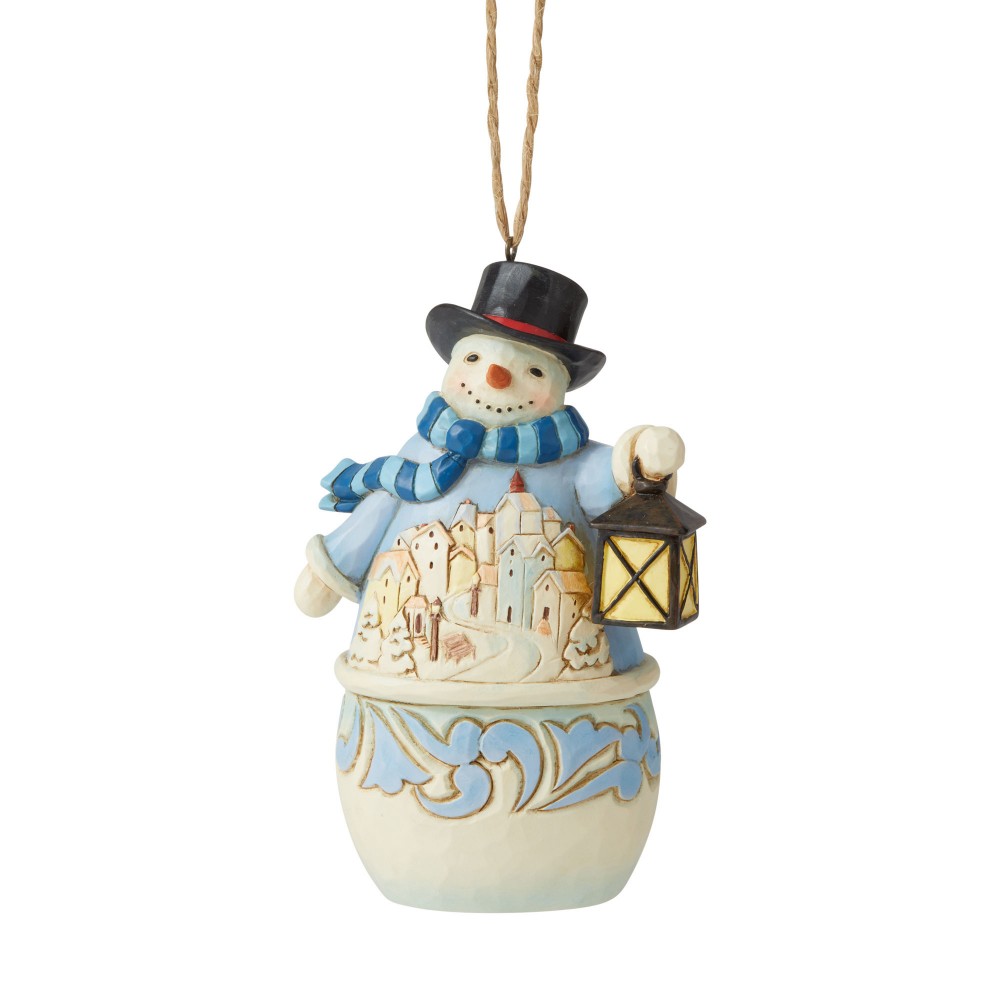 Snowman With Village Hanging Ornament - Lake Norman Gifts