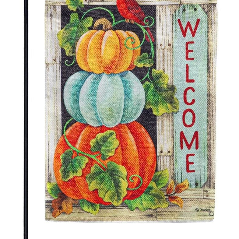 Pumpkin Stack Garden Textured Suede Flag - Lake Norman Gifts