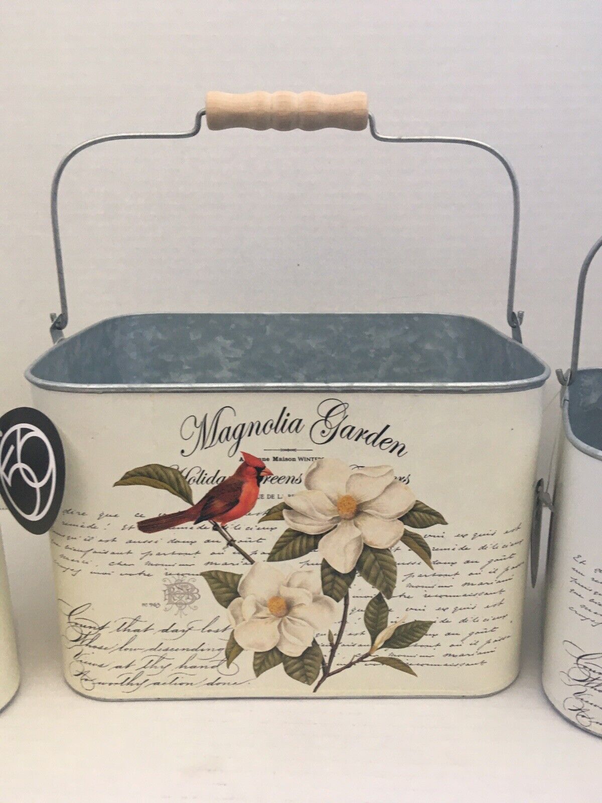 Cardinal Magnolia Garden Decorative Tins Bucket