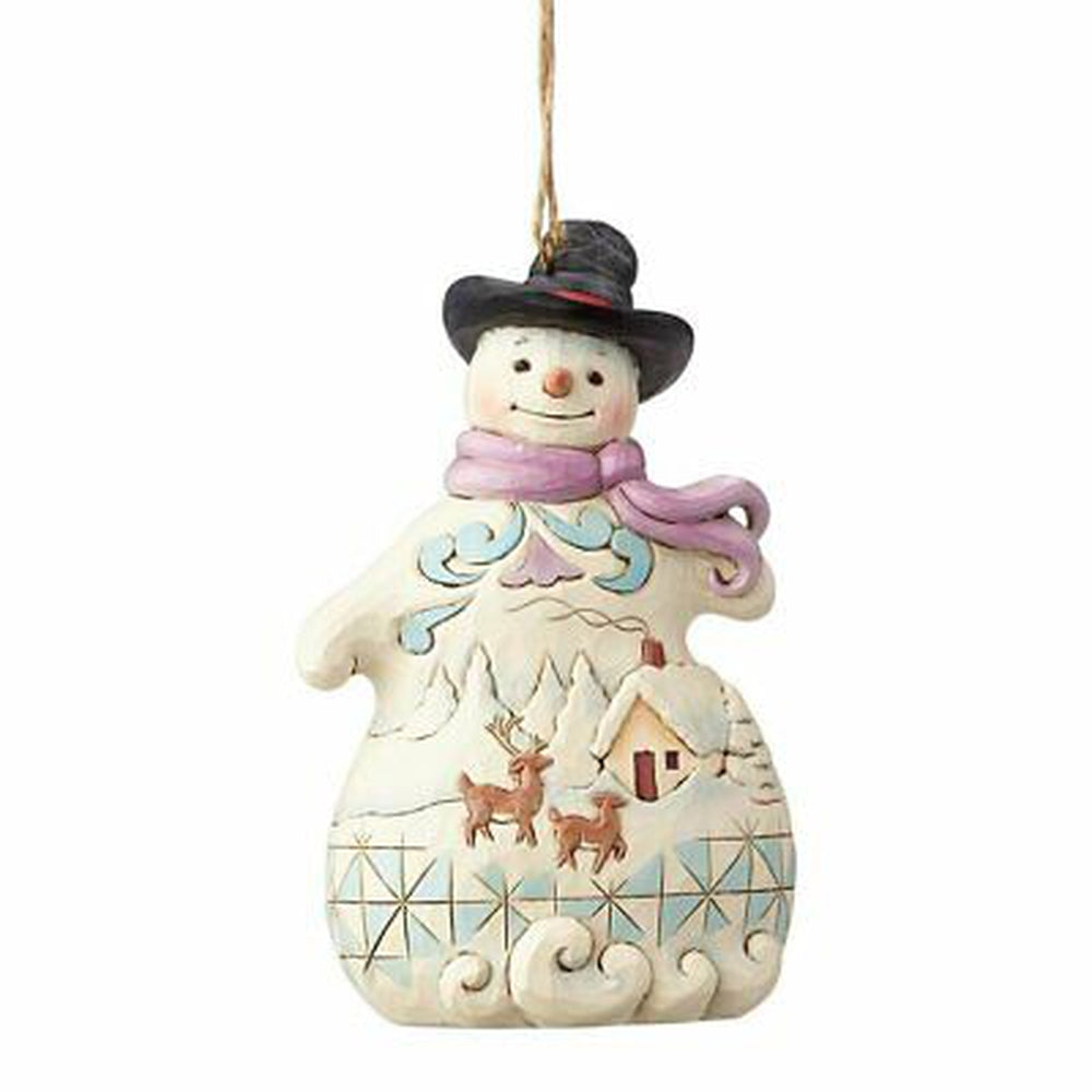 Snowman with Snow Scene Ornament