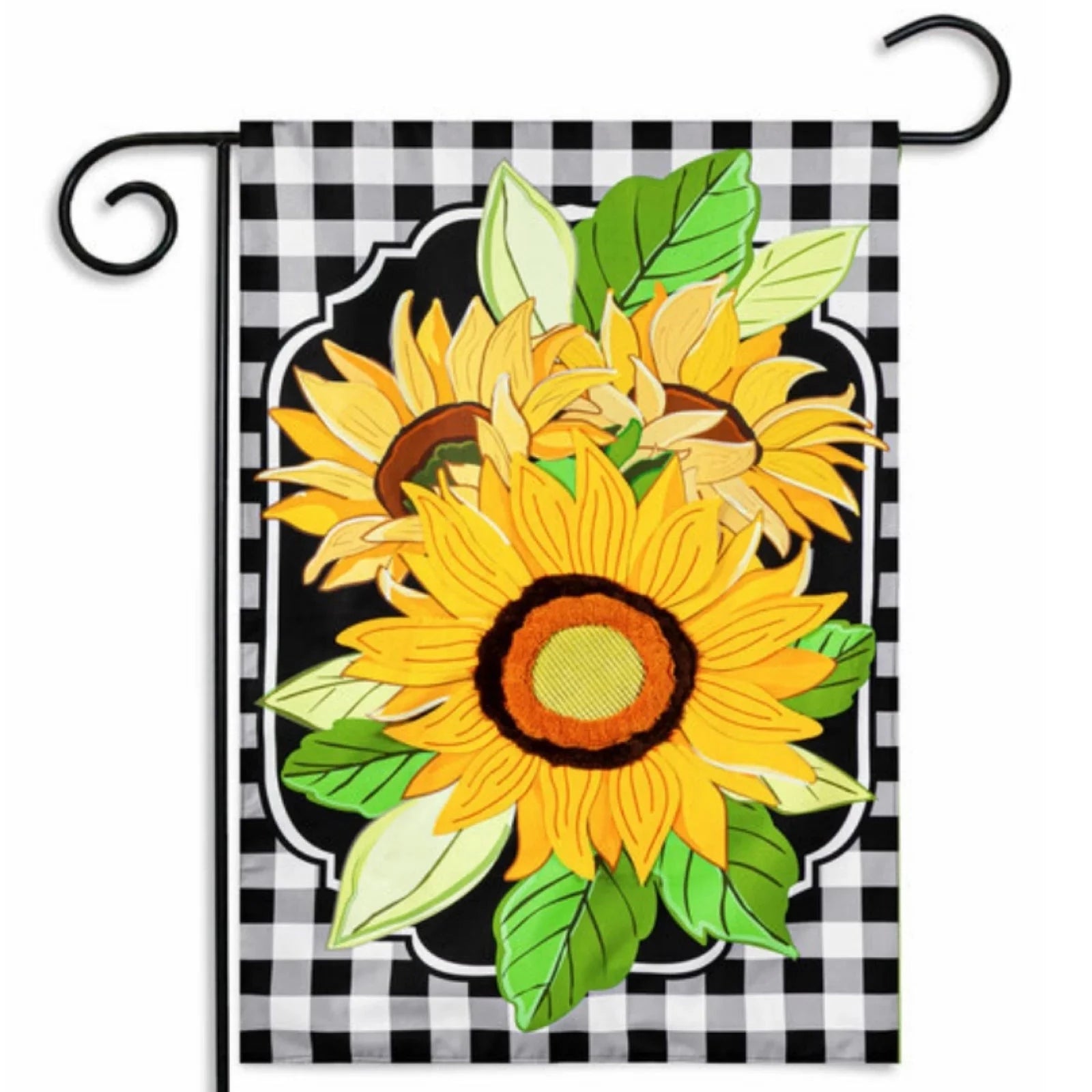Sunflowers and Checks Garden Flag